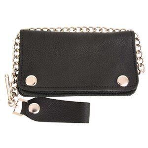 Leather MLW7883 Men's 6” Black Naked Leather Soft Biker Wallet